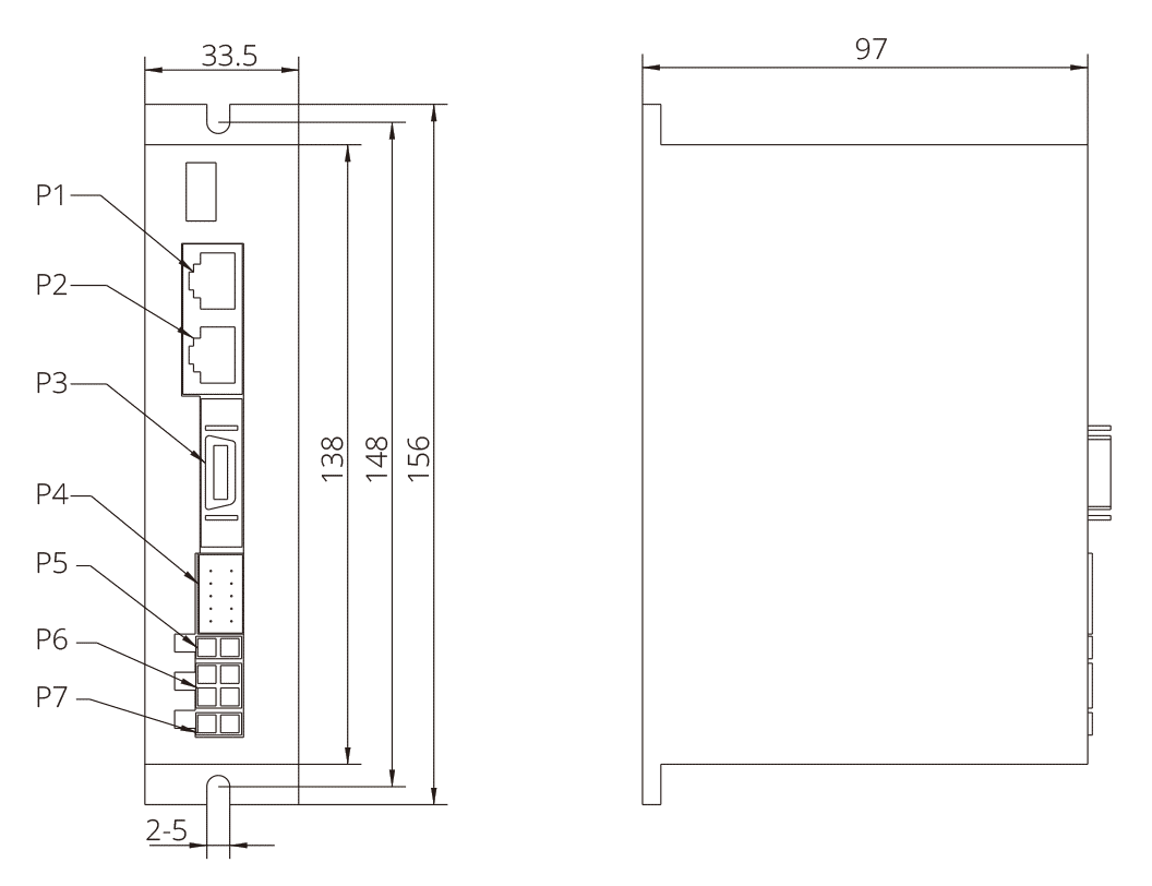 1. When designs installation, please consider the size of terminals and pace required for heat dissipation.
2. The reliable working temperature of the driver is usually within 60℃ and motor is within 80℃.
3. When install driver, please install it vertically and laterally to make the radiator from strong air convection, when necessary, install a fan near the driver to force heat dissipation to ensure that the driver works within reliable working temperature range.